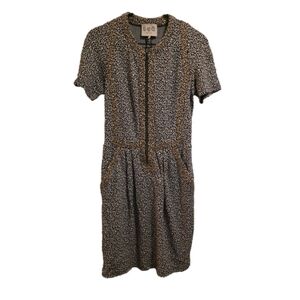SEA NY Leopard Cheetah Print Dress Sheath Zip Up Knit Size 2
